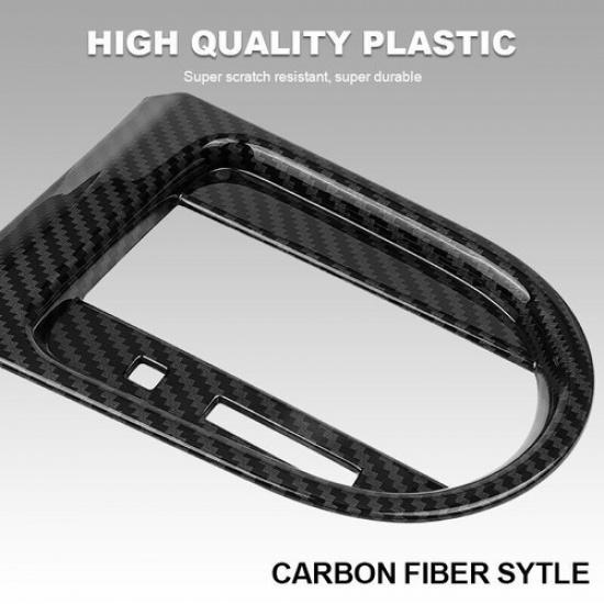 Interior Gear Shift Frame Cover Trim Panel For Ford Mustang 2015+ Carbon Fiber