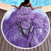 Big Tree Print Round Beach Towels, Polyester Sand Resistant Shawl Beach Blanket,Soft Absorbent Quick Dry Pool Towel Picnic Mat