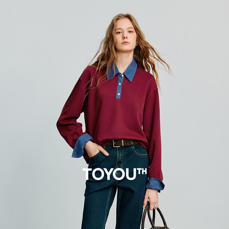 Chuyu Women's Fashion Spliced Fake Two-Piece Sweatshirt