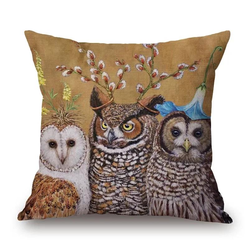 Декоративная наволочка для диванной подушки с изображением белки птицы совы медведя лисы оленя 30x30cm 1324₽