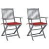 Day and Night - Day and Night Folding Garden Chairs 2 Pcs Cushions Solid Acacia Wood