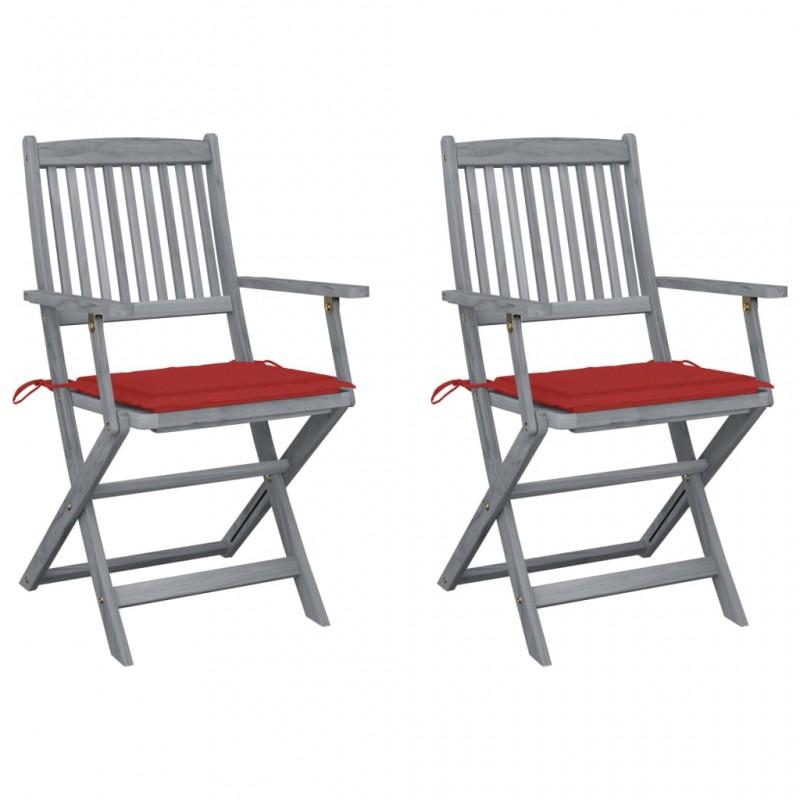 Day and Night - Day and Night Folding Garden Chairs 2 Pcs Cushions Solid Acacia Wood