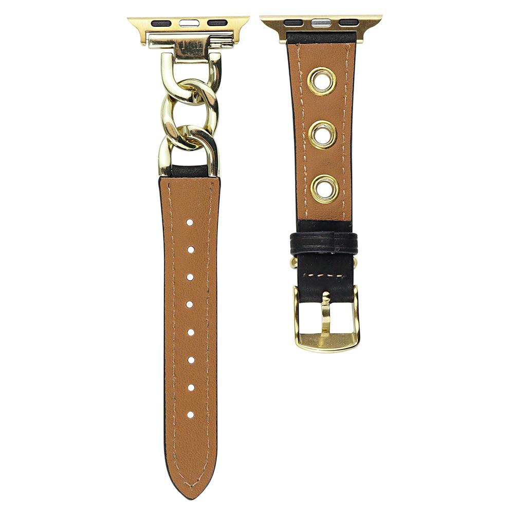 Watch Strap for Apple Watch Series 10 42mm/9 8 7 41mm/SE (2023) SE (2022) SE 6 5 4 40mm/3 2 1 38mm Watch Band Genuine Cow Leather Chain Hole Strap