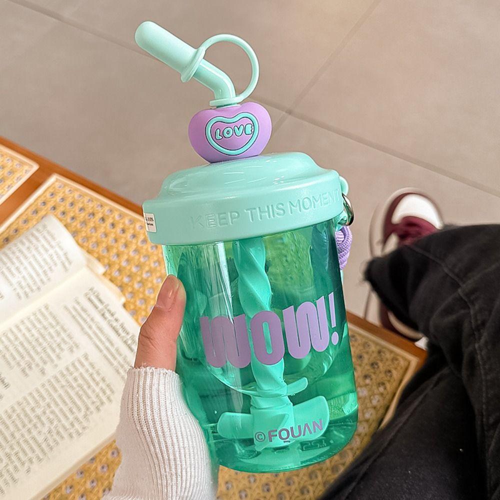 High Beauty Cute Straw Cup Leak-Proof Plastic Water Bottle Good-Look Summer Mixing Cup  Gift