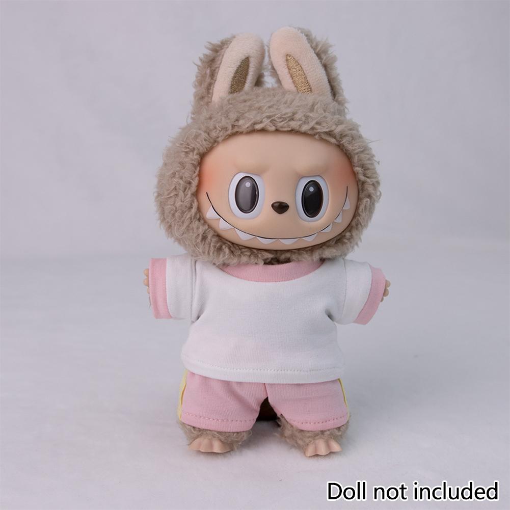 For 17cm Labubu Doll Clothes Fashion Clothes T-Shirts Doll Clothes Color Match Shorts Dolls Accessories Cute Decoration Little Clothes