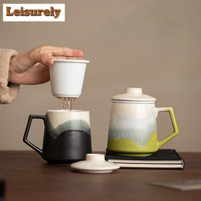 380ML Κούπα Τσαγιού με Φίλτρο Κεραμικό Ζωγραφισμένο με Αλλαγή Χρώματος, Κούπα Τσαγιού Αρχαίου Στυλ με Σουρωτήρι, Κατασκευή Τσαγιού, Κούπα Νερού Γραφείου