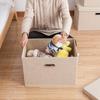 50×35×31cm Extra Large Cotton Linen Clothes Storage Box Foldable Organizer with Handles Dust-Proof Storage Bin for Home Wardrobe