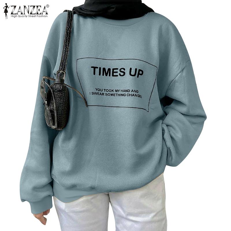 

ZANZEA Женский повседневный пуловер с длинным рукавом и круглым вырезом с принтом