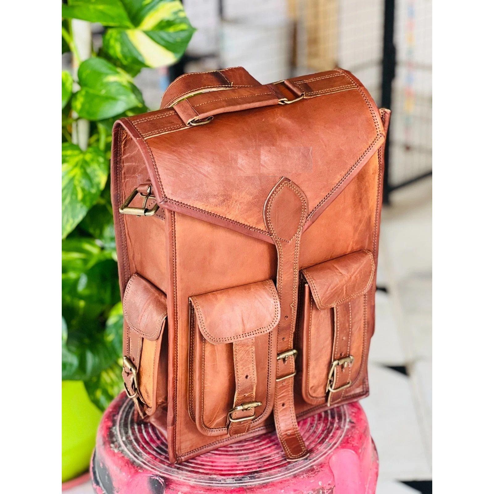 

Новый гигиеничный кожаный рюкзак-сумка для ноутбука винтажный мужской из натуральной кожи S для путешествий 16 x 12 x 5 in