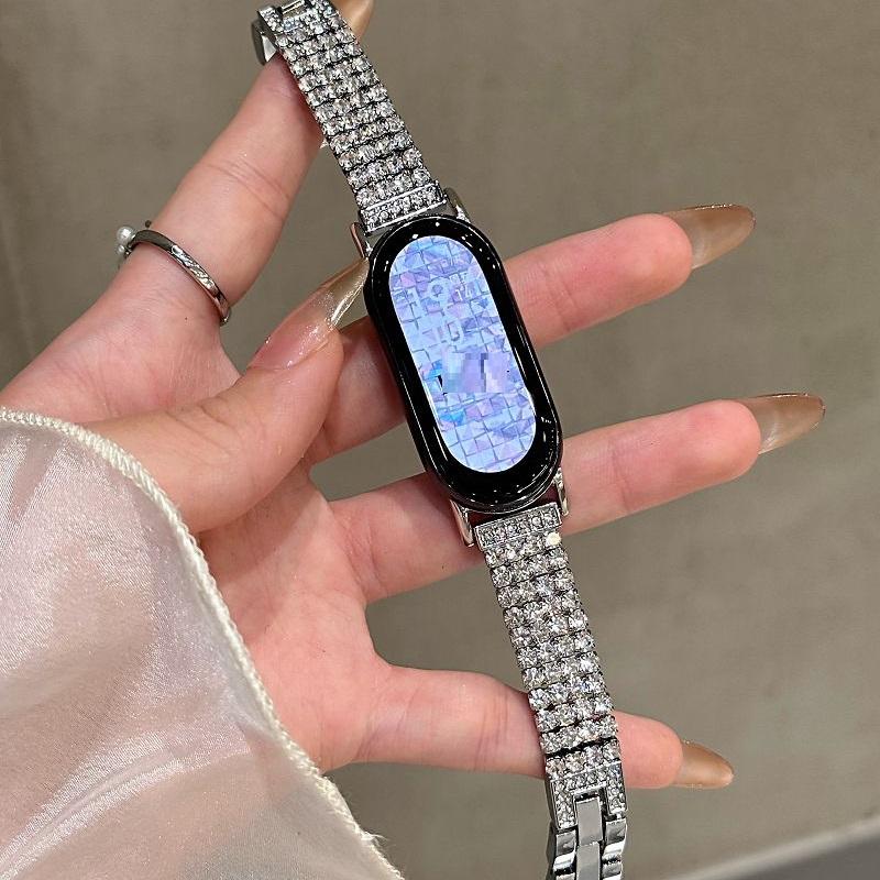 

Luxury Diamond Watch Strap for Mi Band 8 9 10 Women Jewelry Metal Watch Bracelet for Mi Band 8Pro 9 Pro Redwatch 6 5 4 Correas Redmi Watch 4 5 6 срібний