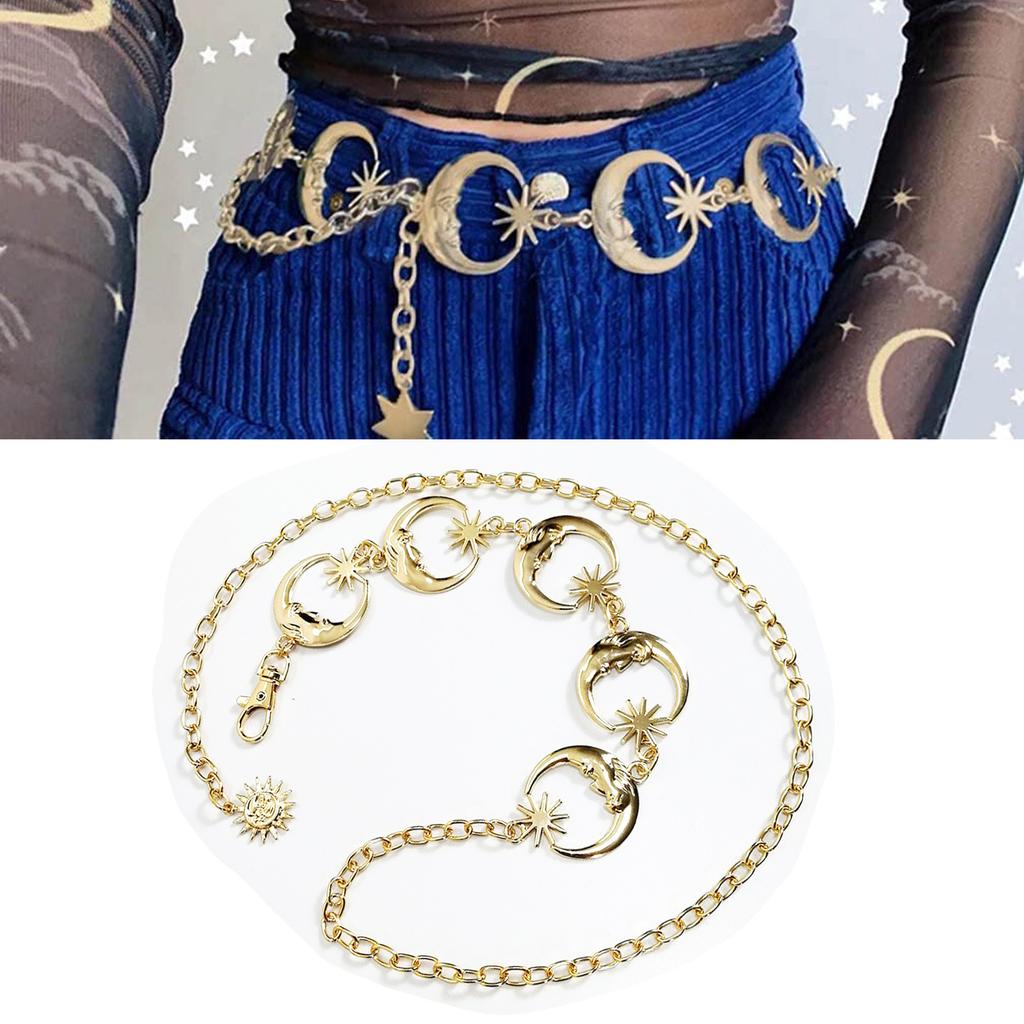 Women Fashionable Moon Metal Waist Chain Belt Modern Decorative Robust No Rust Female Waist Chain