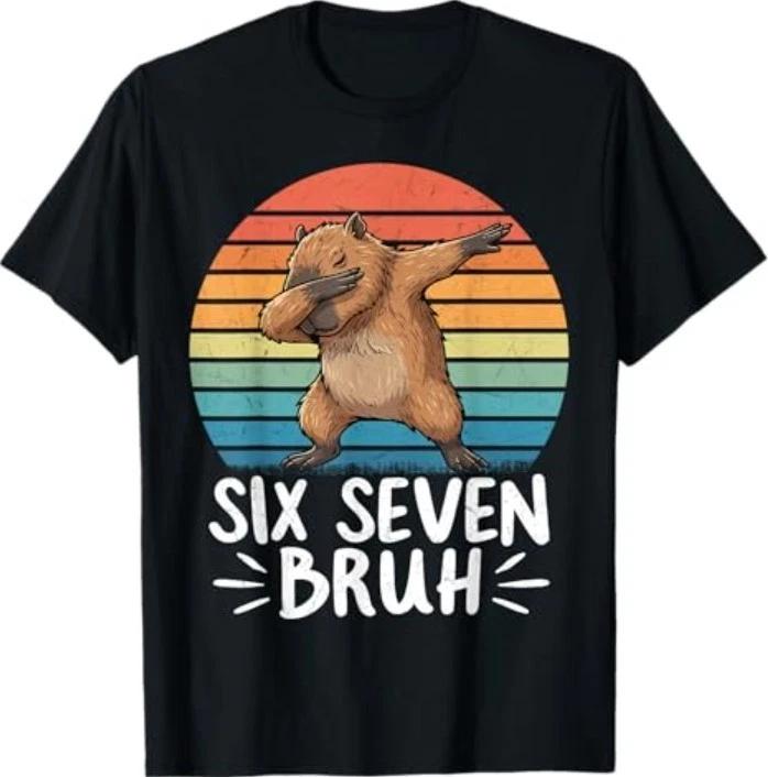 67 Meme Capybara Funny Six Seven Bruh Capybara T-Shirt L