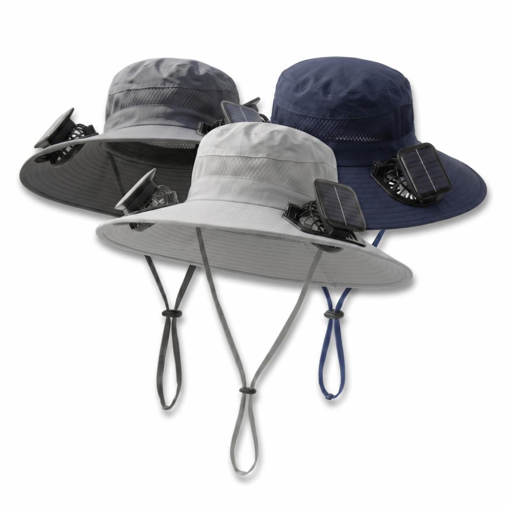 UPF50 Solar Fan Hat Anti-UV Fan Wide Brim Hat Dual Power Fan Fisherman Hat Fishing