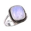 Natürlicher Regenbogen-Mondstein Edelstein 925 Massiv Sterlingsilber Ring Größe 8 n8L16