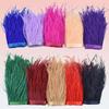1Meter White Ostrich Feathers On Ribbon Tape 10-15Cm Feather Tassel Fringe Trim Boa Sewing Flecos Needlework Clothes Decoration