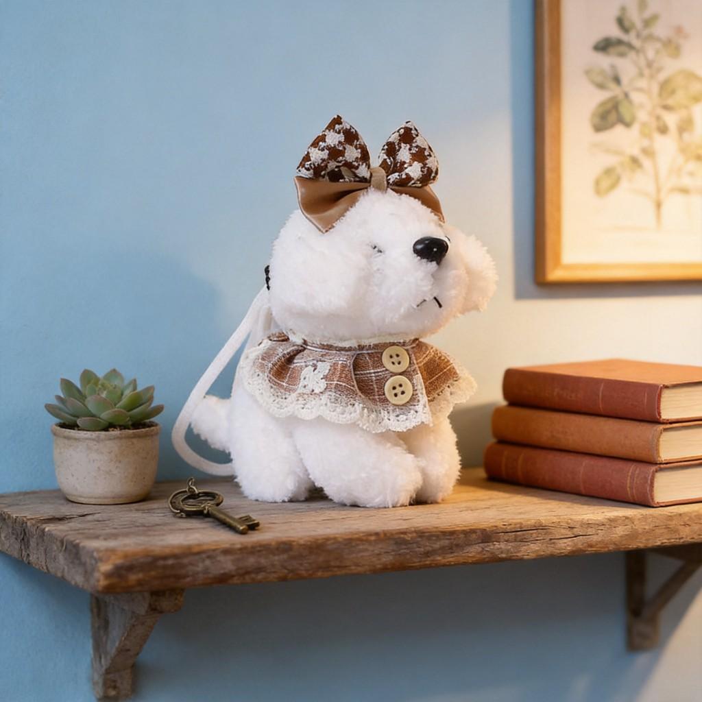 Plush Teddy Dog Keychain With Cartoon Dress For Bag Decoration And Collectible Gift
