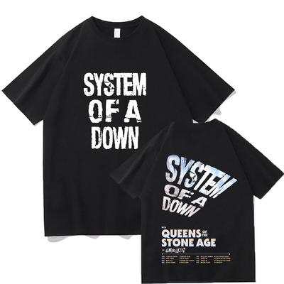 Camisetas System of A Down Tour 2026 Vintage Hombre Mujer Algodón Calidad Manga Corta Camisetas Ropa Banda Música Rock High Street