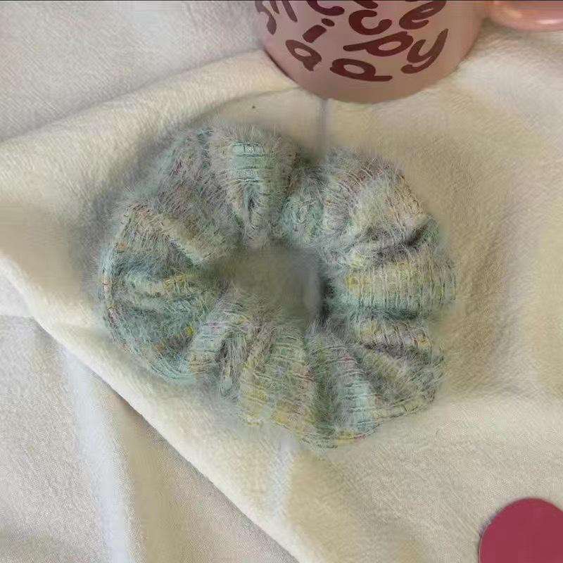 

Ballet Style Barbie Pink Bow Floral Checkered Hair Rope Headband with Large Intestine Ring.