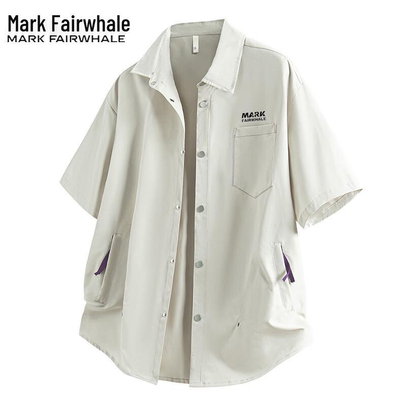 Mark Fairwhale Men s Casual Loose Short Sleeve Lapel Shirt L