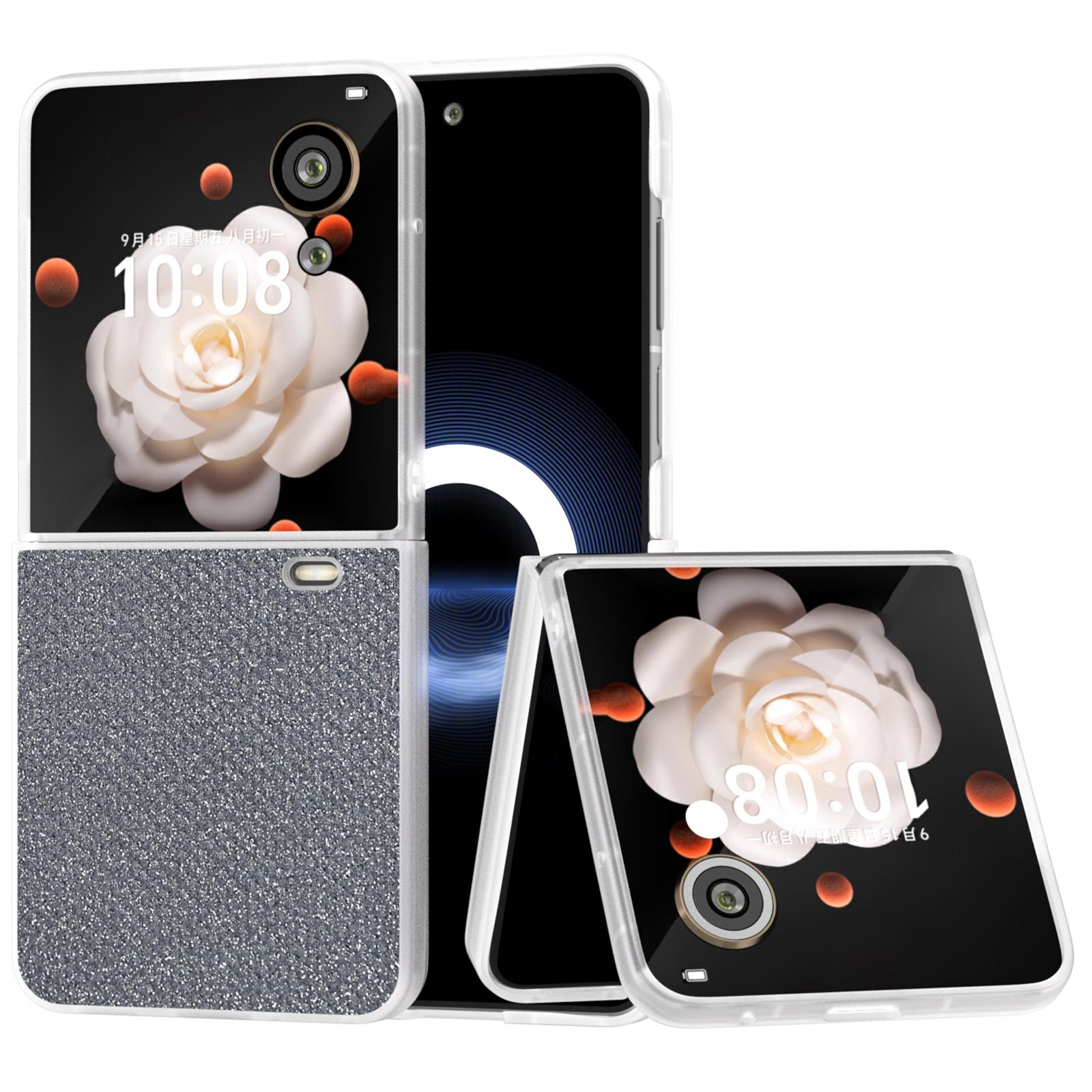 

For Honor Magic V Flip 5G Case Anti-Slip Grip Leather+PC Phone Cover Black