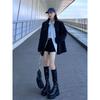 Damen Schicker Schwarzer Blazer Frühling Herbst Lässig Locker Geschnitten Slim Koreanischer Stil Kleine Größe Trendige Jacke