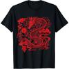Red Chinese Firedrake T Shirt Dragon Print Art Wear T Shirt