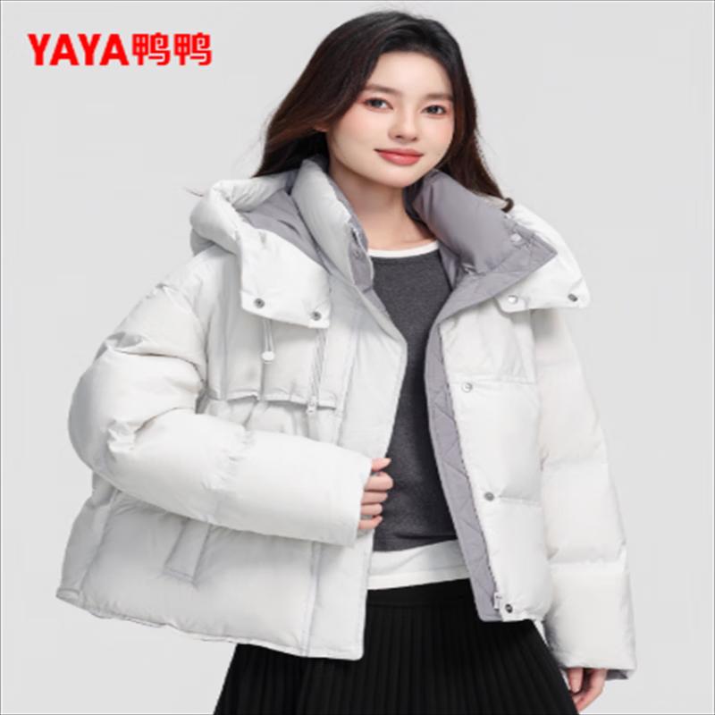 YAYA Women's Hooded Color-Block Down Jacket