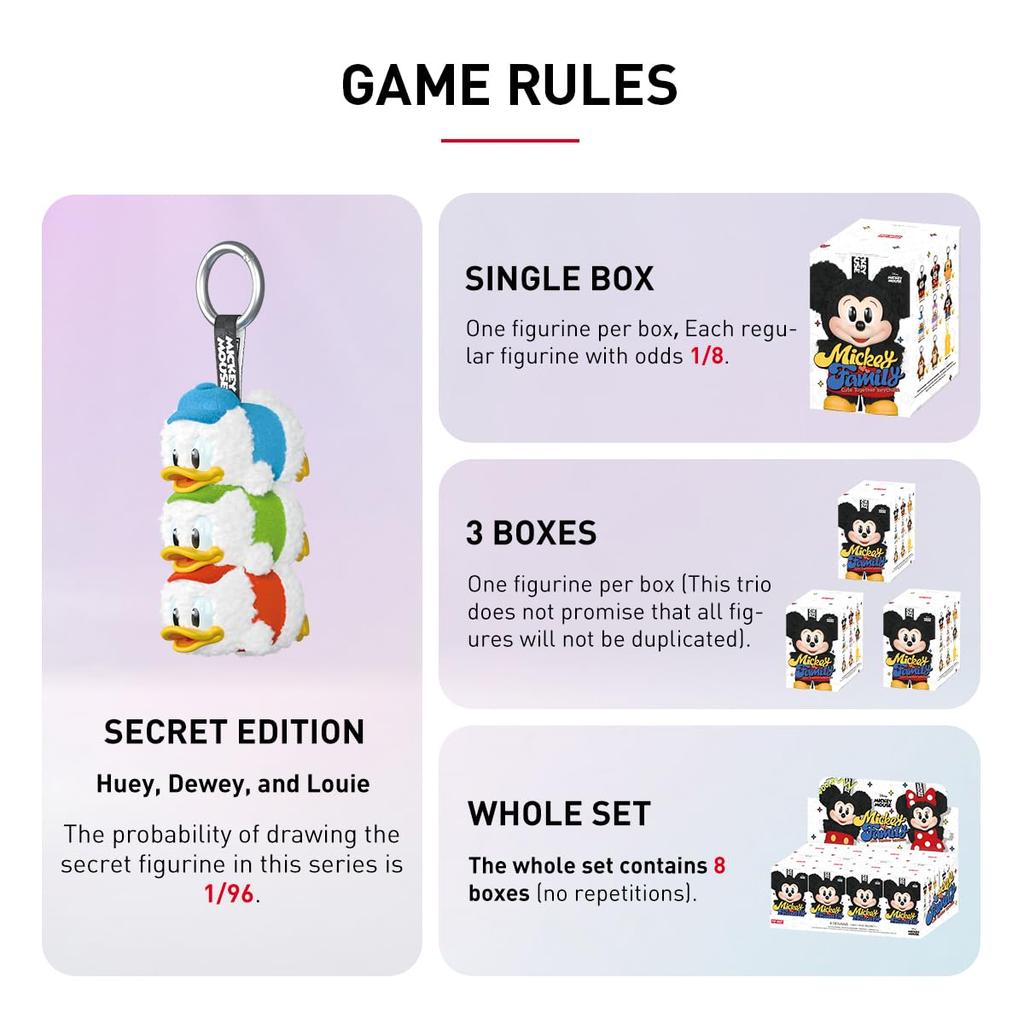 POP MART DISNEY Mickey Family Cute Together Plush Keychain Series Pop Mart Gachapon Blind Box Figure Plastic Model Premium Toy PVC Soft Vinyl Original