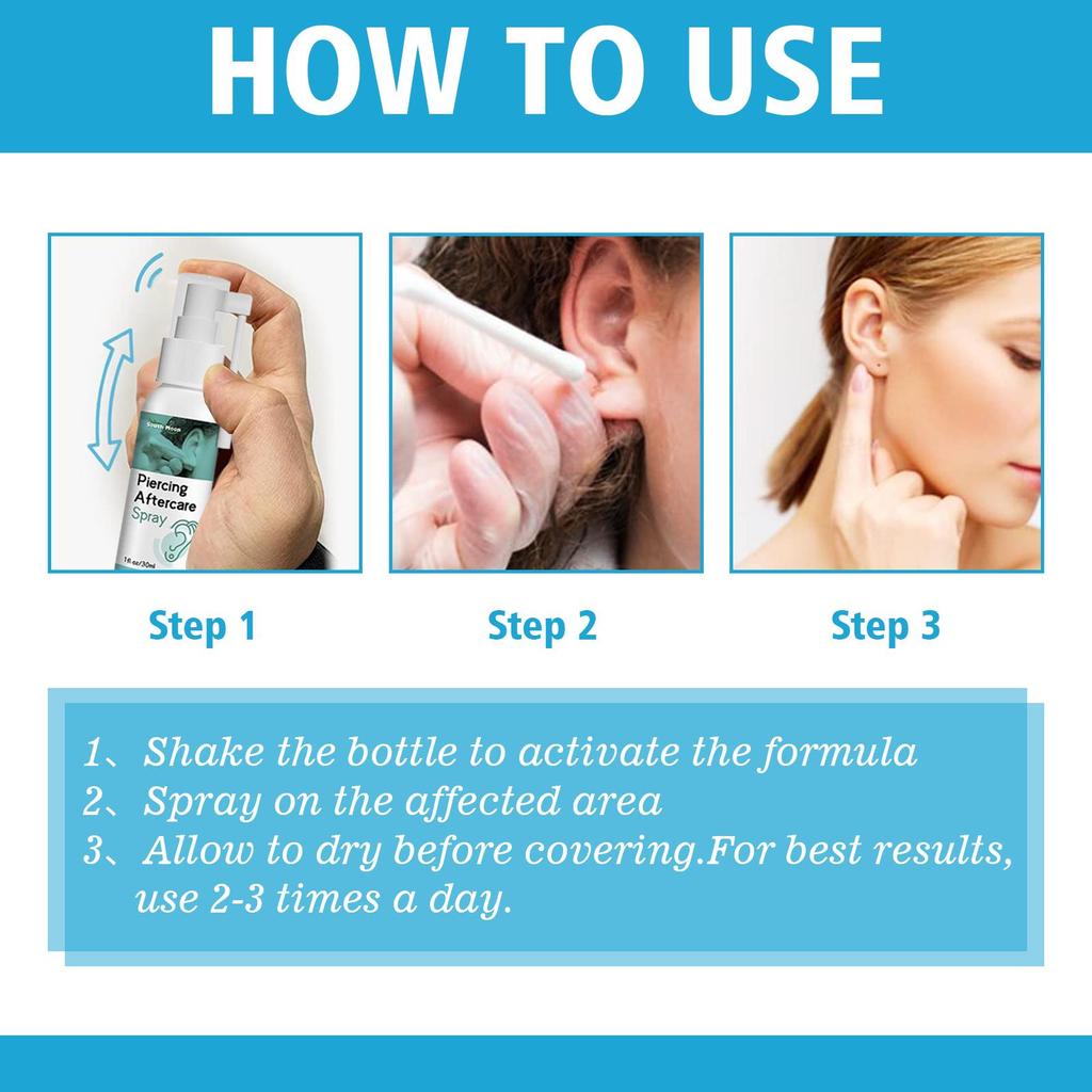 South Moon Ear Hole Care Spray Ear Hole Cleaning Anti Clogging Pain Relief Odor Removal Swelling Reduction Spray