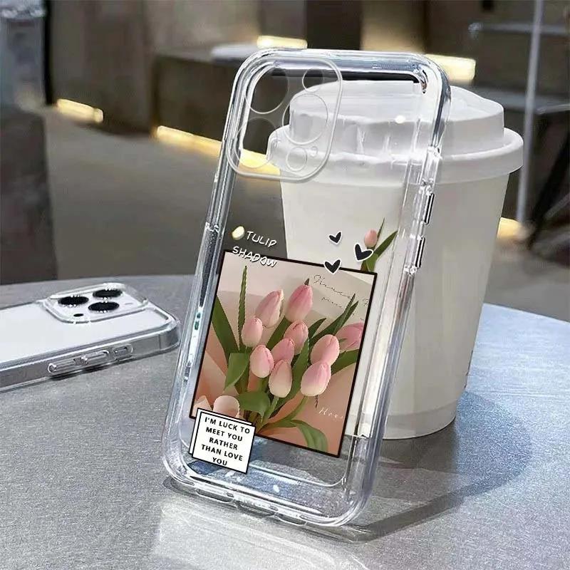 Flower Transparent Phone Case For Motorola Moto Edge 40 Pro G53 G30 G32 G73 G72 G71 G22 G52 G60 G60S G9 Play Plus Floral Cover