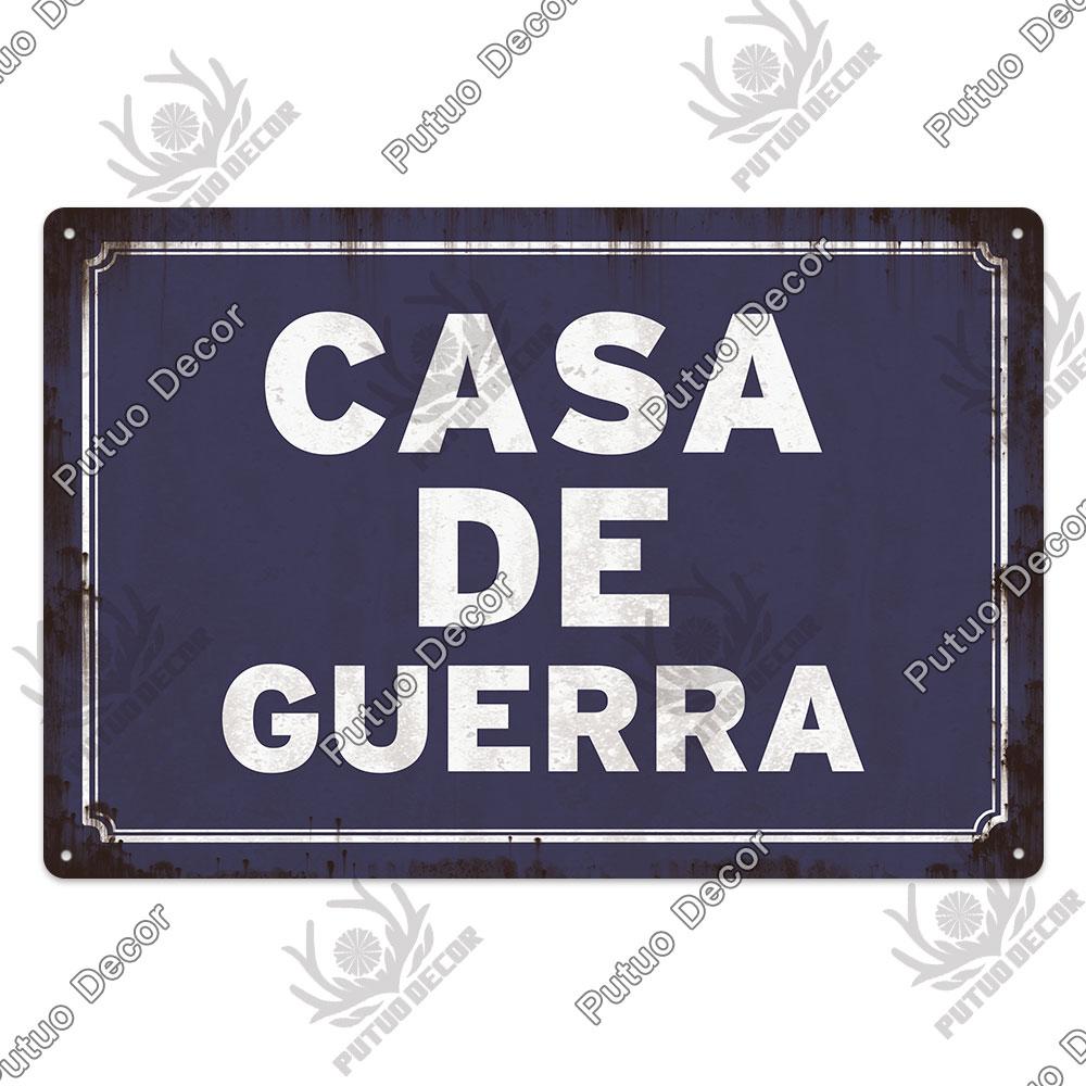 Putuo Decor Spanish Sign Vintage Metal Tin Sign Bar Pub Club Hogarena Bano Man Cave Wall Decor Iron Painting Decorative Plate