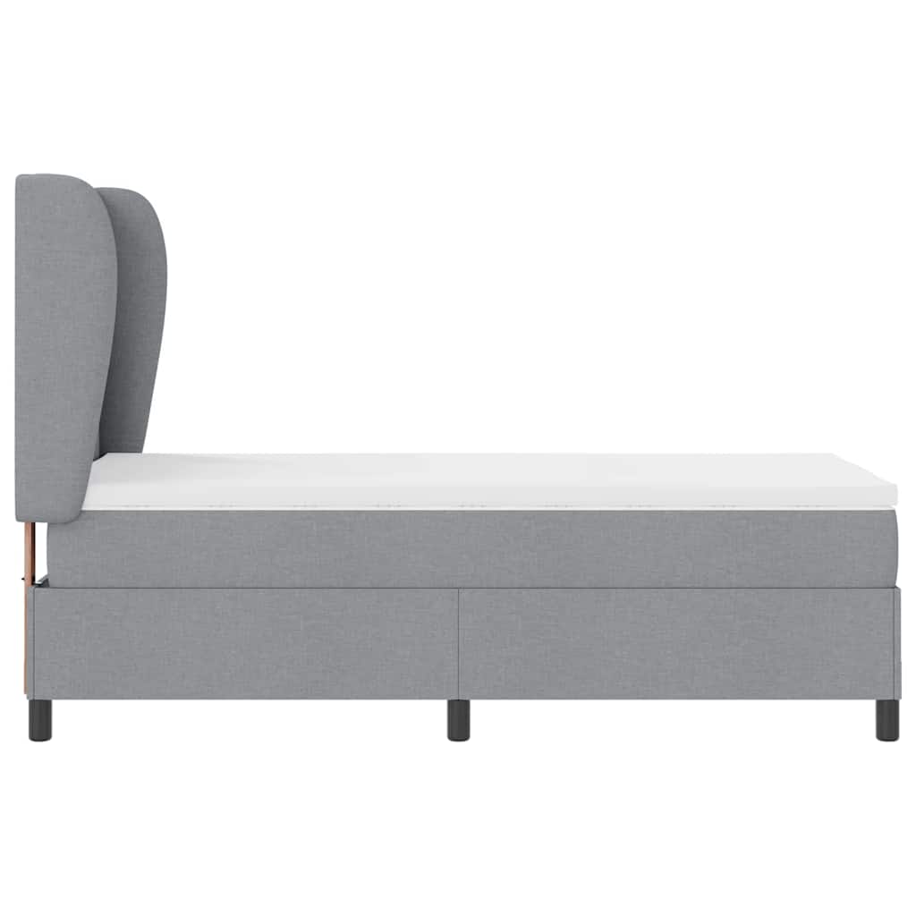 Box Spring Bed with Headboard Light Gray 100 x 200 cm Fabric