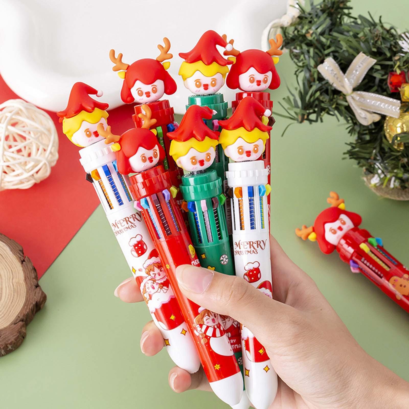 10 Colors Ballpoint Pen Creative Cartoon Shape Retractable Ballpoint Pen 10 in 1 for School Office Supplies Children Kids Gift