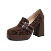 FOREADA Damen Loafer Pumps Quadratische Zehenpartie Klobige Hohe Absätze Schnalle Plateau Sexy Damen Mode Schuhe Frühling Herbst 43