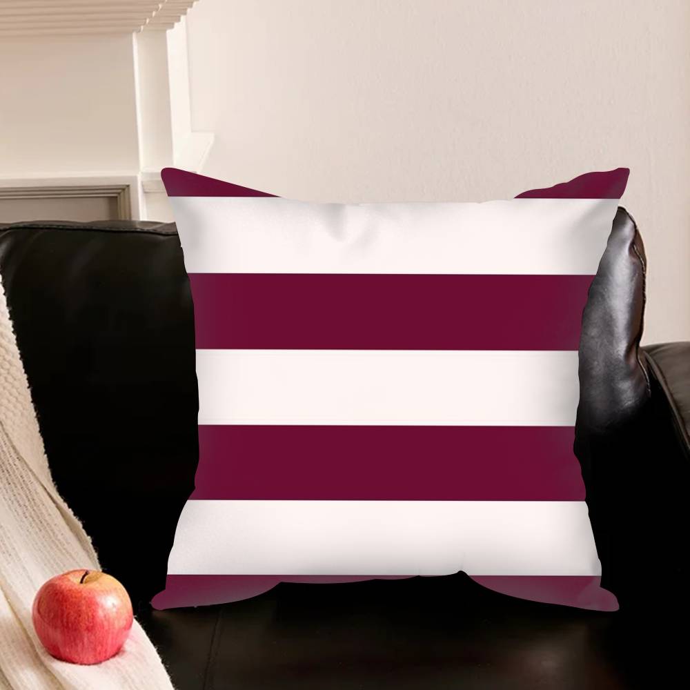 B-Burgundy White Stripe Pattern Pillowcase For Sofa Room Office Decor Printing Protector Cushion Cover Valentine Gift Custom