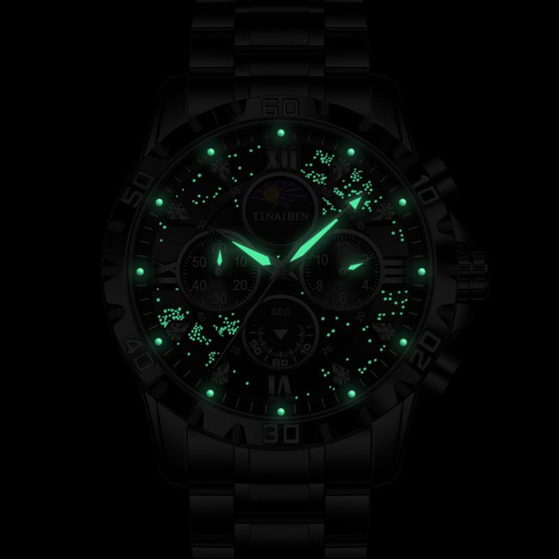 Chronograph Luxury Brand Stylish Men Luminous Wrist Watches For Male Clock Stainless Steel Band Men Business Quartz Watches