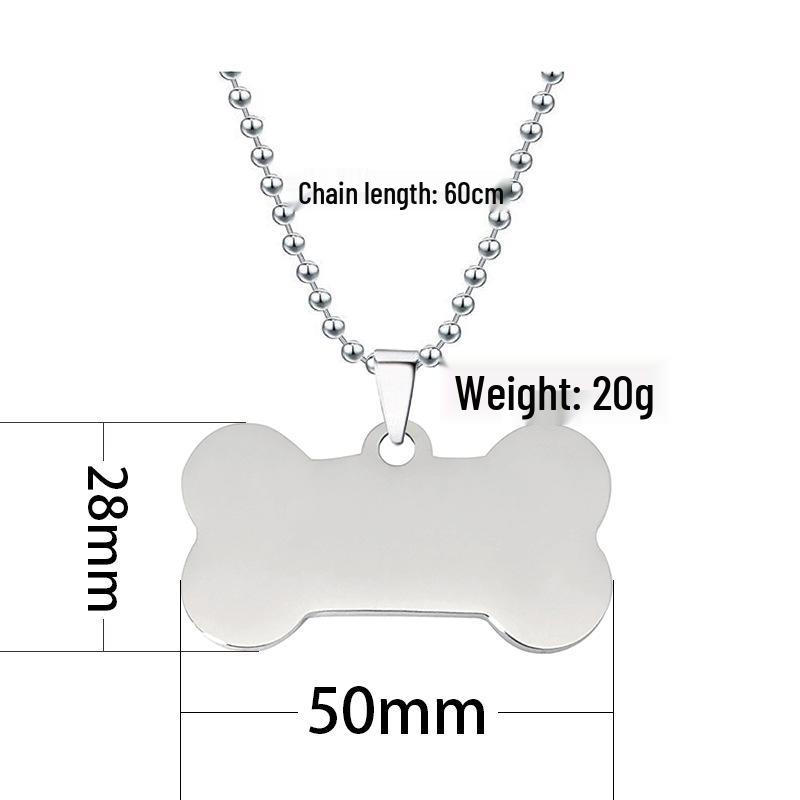 Personalized Stainless Steel Bone Pendant Necklace with Beaded Chain