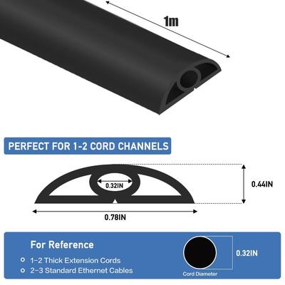 Professionelle selbstklebende Bodenkabelabdeckung 1m zuschneidbar Kabelmanagement PVC flaches Profil Stromkabelschutz Home Office