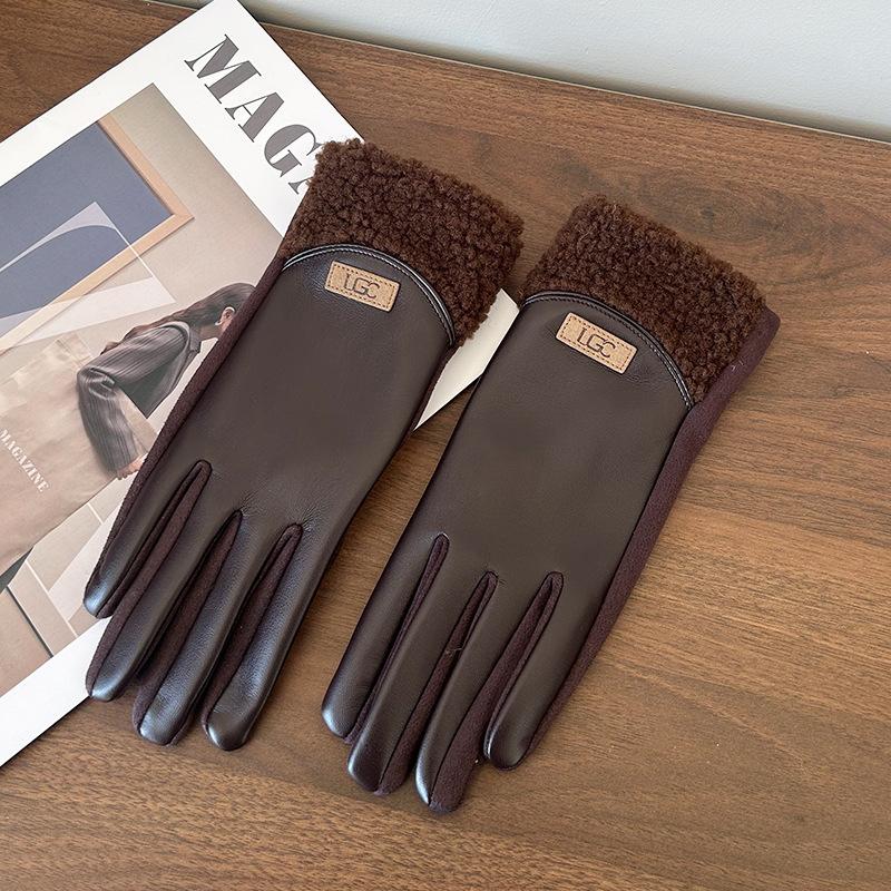 2025 leather gloves women's warm velvet thickened winter driving gloves