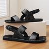 Men Slippers Handmade Simple Flats Summer Roman Sandals Retro Brown Leather Beach Shoes Plus Size