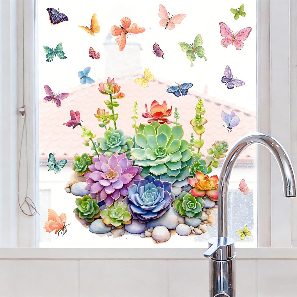 Multi-plant and Butterfly-themed Window Stickers Are Suitable for Bedrooms, Living Rooms, Balconies and Entrance Halls.