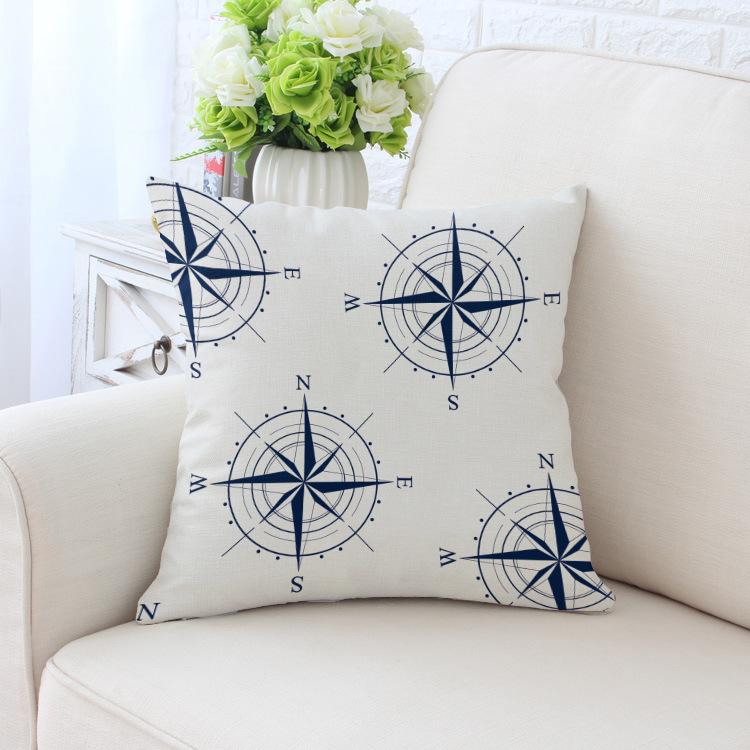 Home Decor Nautical Themed Pillow Covers with Sea Symbols Pattern Cushion Cover Suitable for Sofa Bedroom Car Pillow Cover
