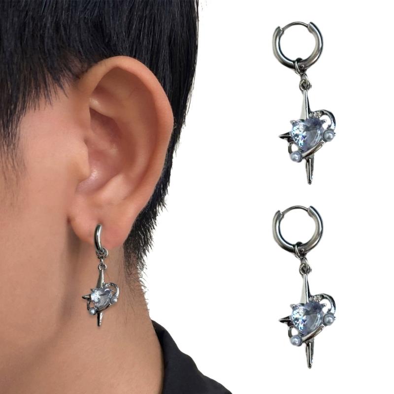 Temperament Hängeohrringe Einfache Herz Stern Anhänger Hängeohrringe Statement Schmuck Mode Kleine Creolen