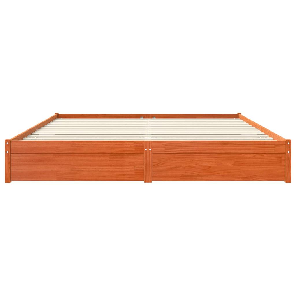 Bed Frame Wax Brown 180 X 200 Cm Solid Pine Wood