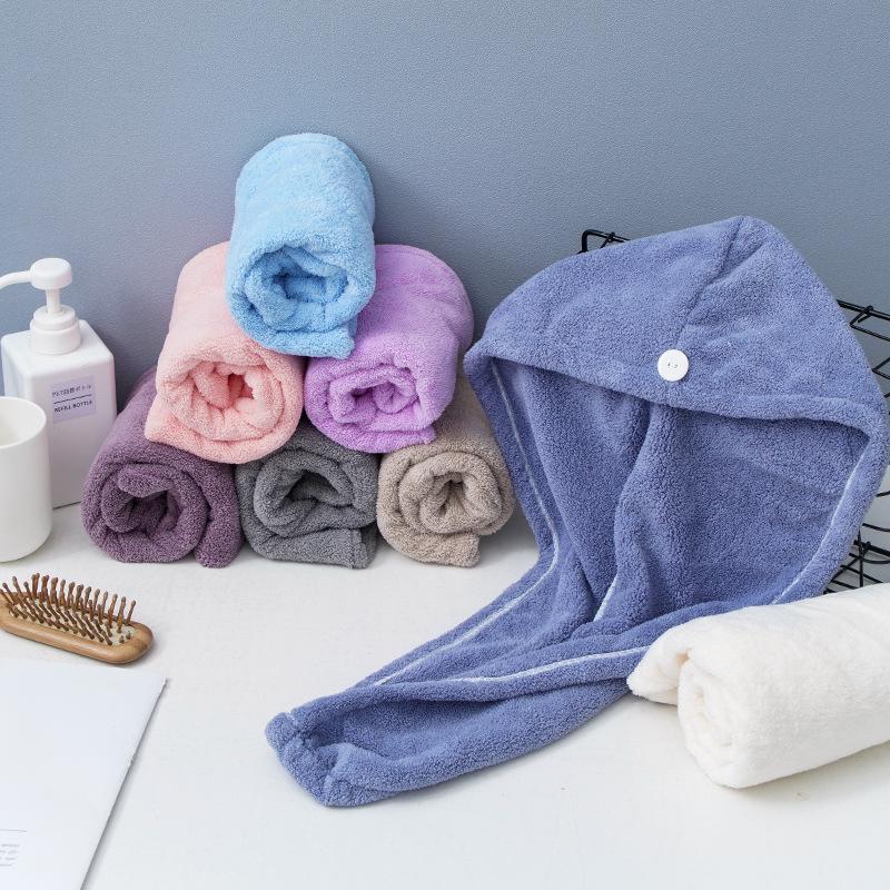 

Women s Quick-Dry Coral Fleece Hair Towel and Bath Cap 25x65 cm