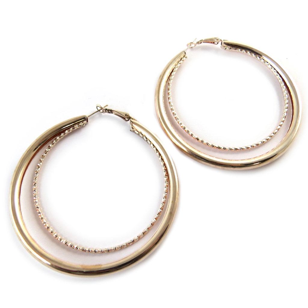 Les Trésors De Lily [N9342] - Créoles 'Chorégraphie' doré rosé - Ø 68 mm 6 mm