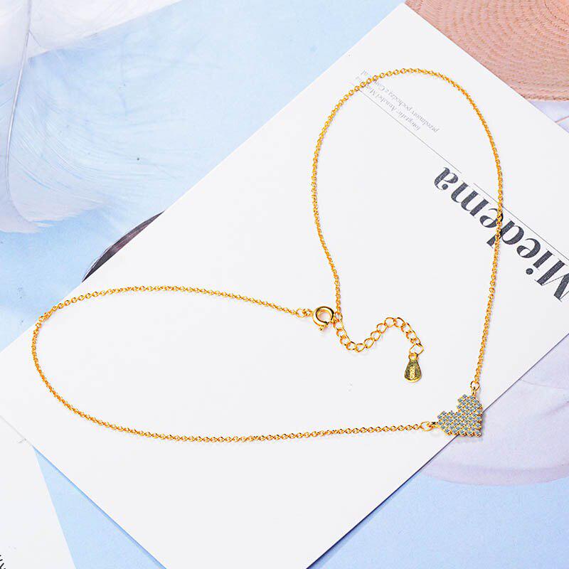 Lindon Fashion Women   Jewelry Necklace with Heart-shaped Zircon Pendants Wedding Engagement Party Gifts