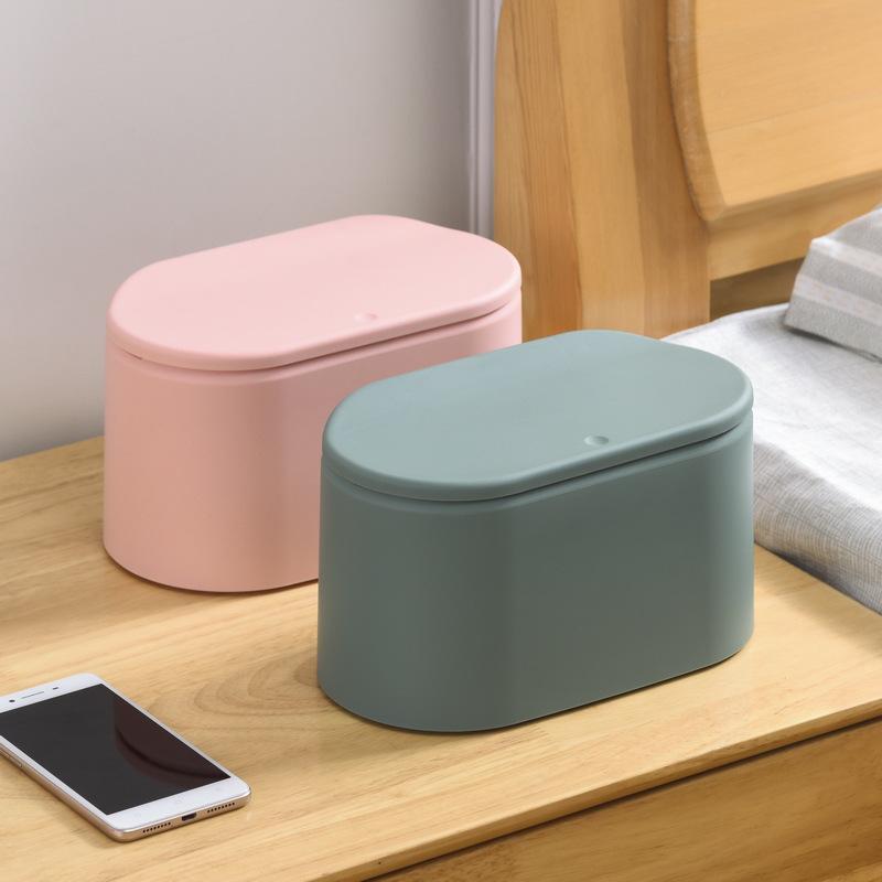 Nordic Eco-Friendly Push-Top Desktop Trash Can with Lid for Living Room