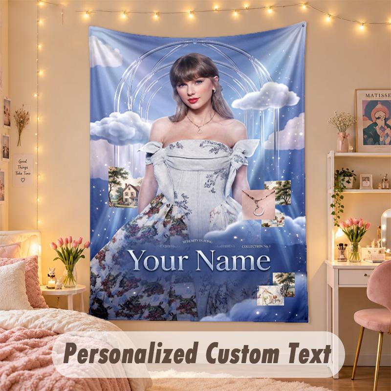 Custom Personalized Tapestry,Taylor Swift Print Custom Name Text Wall Art Hanging for Bedroom
