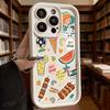 Summer Food Stickers Set Phone Case for iPhone 17 16 15 14 13 12 11 Pro Max Plus Anti Scratch, Gel Flexible Protective